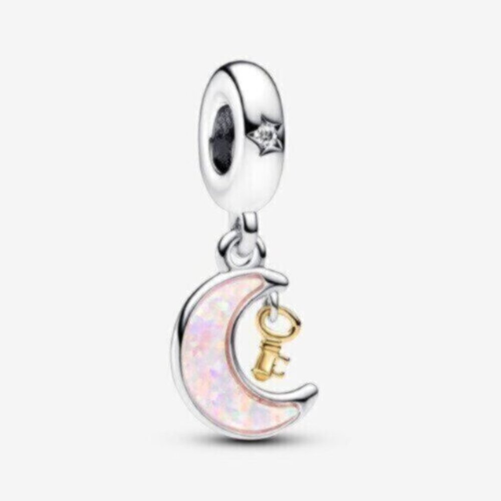 Pandora Two-tone Key & Moon Dangle Charm